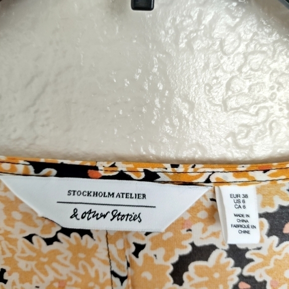 & other stories Floral Modal Blend Mini Dress sz 6 - Picture 6 of 7